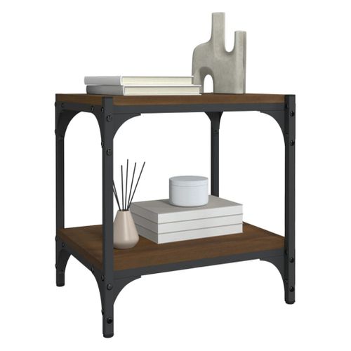 Meuble TV Chêne Marron 40x33x41 Cm Bois Contreplaqué Et Acier