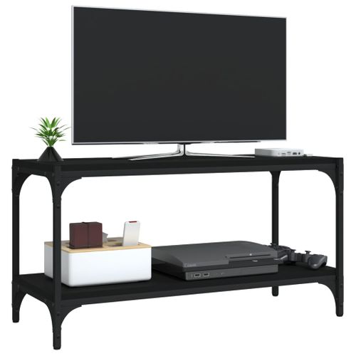 Meuble TV Noir 80x33x41 Cm Bois Contreplaqué Et Acier