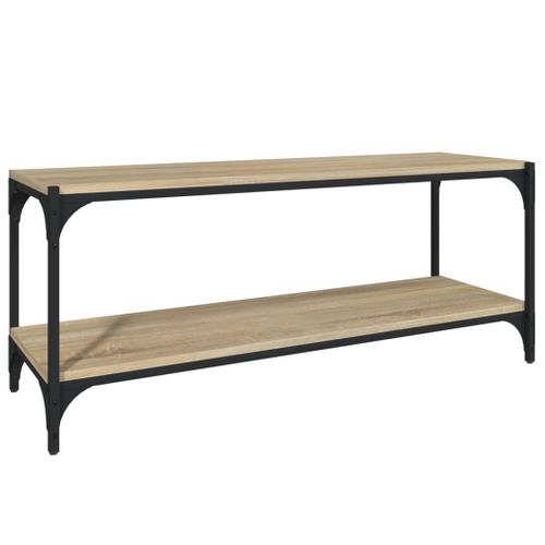 Meuble TV Chêne Sonoma 100x33x41 Cm Bois Contreplaqué Et Acier