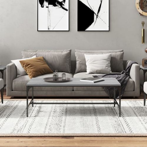 Table Basse Sonoma Gris 100x50x35 Cm Bois Contreplaqué