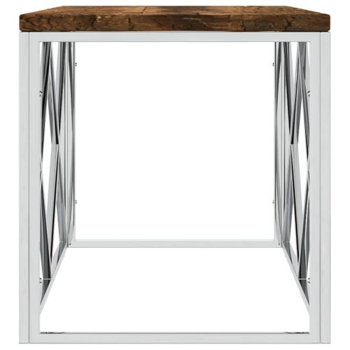 Table Basse Acier Inoxydable Et Bois Massif De Récupération
