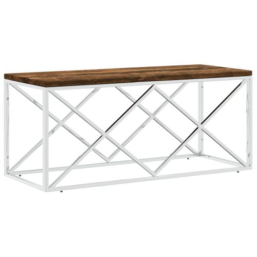 Table Basse Acier Inoxydable Et Bois Massif De Récupération