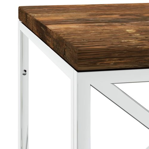 Table Basse Acier Inoxydable Et Bois Massif De Récupération