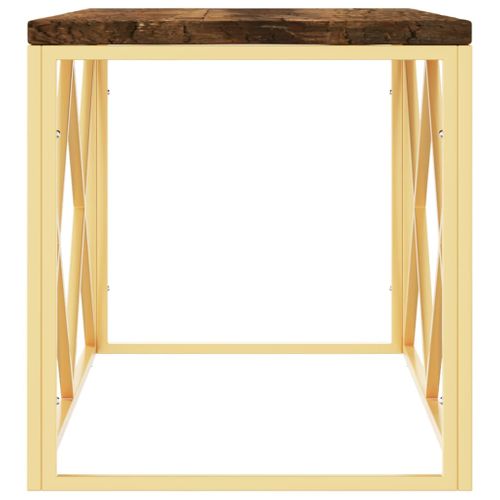Table Basse Acier Inoxydable Et Bois Massif De Récupération