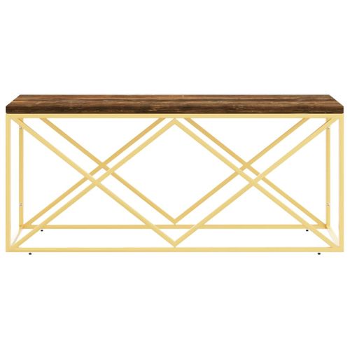 Table Basse Acier Inoxydable Et Bois Massif De Récupération