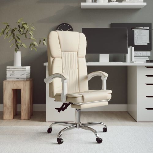 Fauteuil Inclinable De Bureau Crème Similicuir