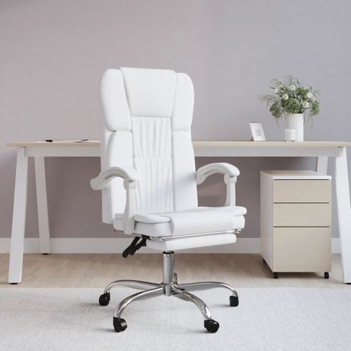 Fauteuil Inclinable De Bureau Blanc Similicuir