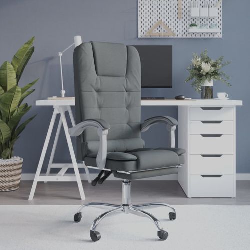 Fauteuil De Massage Inclinable De Bureau Gris Foncé Tissu