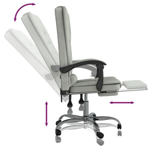 Fauteuil De Massage Inclinable De Bureau Gris Clair Velours