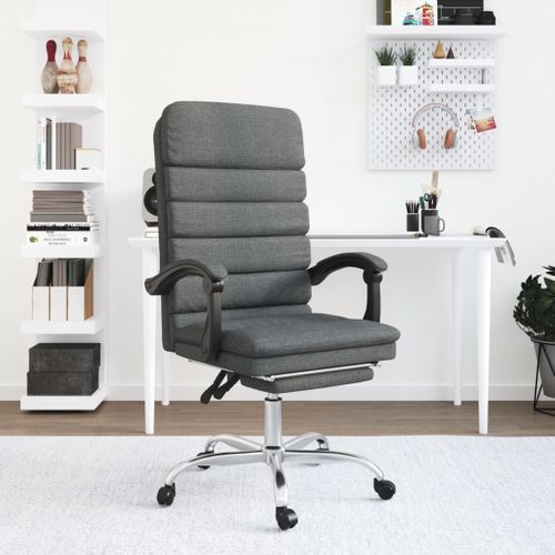Fauteuil De Massage Inclinable De Bureau Gris Foncé Tissu