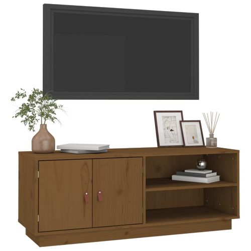 Meuble TV Marron Miel 105x34x40 Cm Bois De Pin Massif