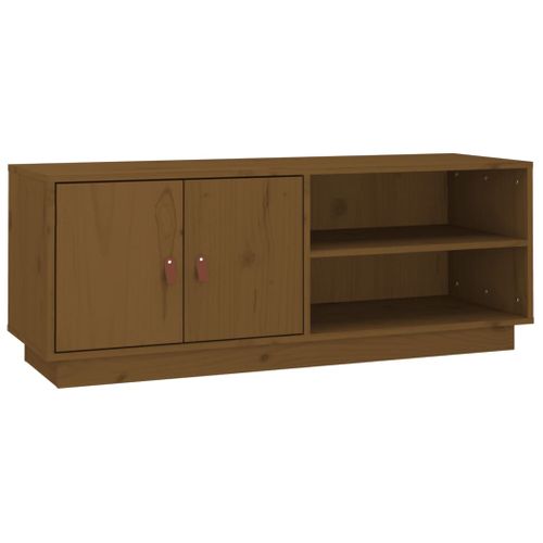 Meuble TV Marron Miel 105x34x40 Cm Bois De Pin Massif