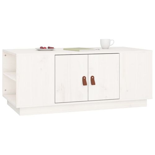 Table Basse Blanc 100x50x41 Cm Bois Massif De Pin