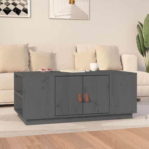 Table Basse Gris 100x50x41 Cm Bois Massif De Pin
