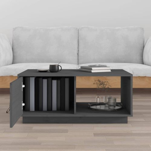 Table Basse Gris 80x50x35,5 Cm Bois Massif De Pin