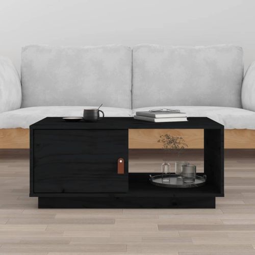 Table Basse Noir 80x50x35,5 Cm Bois Massif De Pin