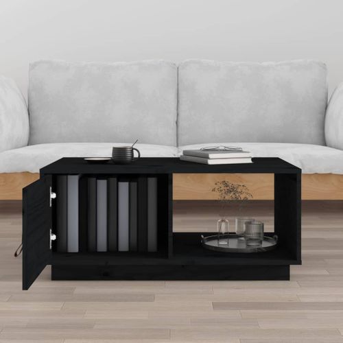 Table Basse Noir 80x50x35,5 Cm Bois Massif De Pin