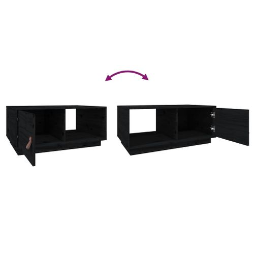 Table Basse Noir 80x50x35,5 Cm Bois Massif De Pin