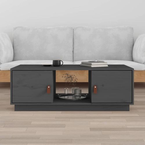 Table Basse Gris 100x50x35 Cm Bois Massif De Pin