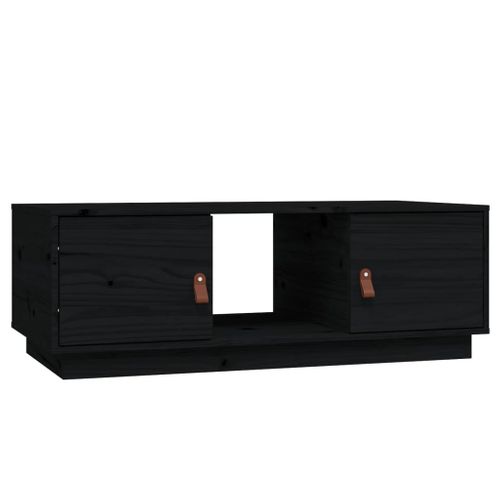 Table Basse Noir 100x50x35 Cm Bois Massif De Pin