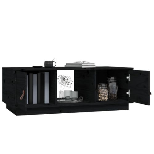 Table Basse Noir 100x50x35 Cm Bois Massif De Pin