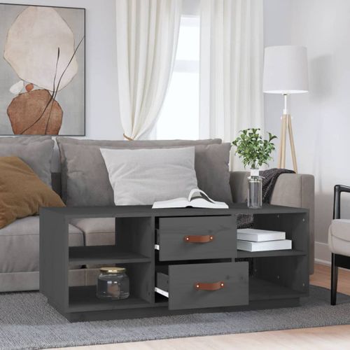 Table Basse Gris 100x50x41 Cm Bois Massif De Pin