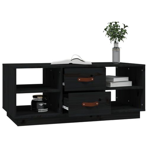 Table Basse Noir 100x50x41 Cm Bois Massif De Pin