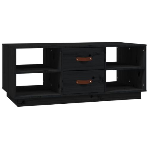 Table Basse Noir 100x50x41 Cm Bois Massif De Pin