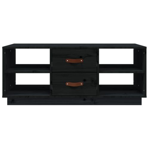 Table Basse Noir 100x50x41 Cm Bois Massif De Pin