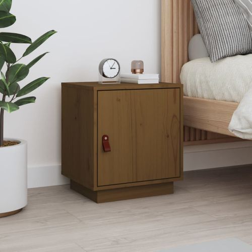 Table De Chevet Marron Miel 40x34x45 Cm Bois De Pin Massif