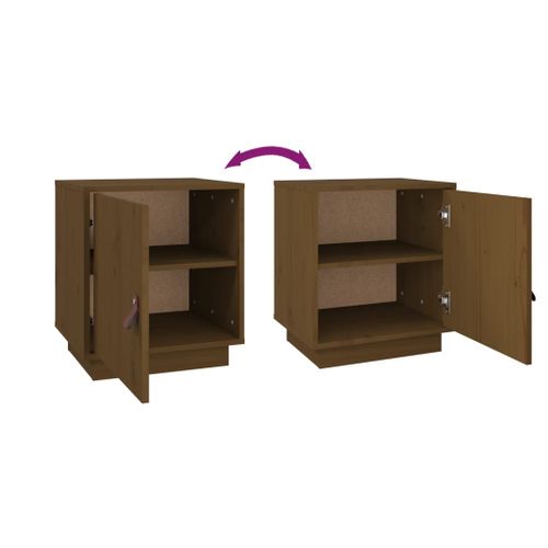 Table De Chevet Marron Miel 40x34x45 Cm Bois De Pin Massif