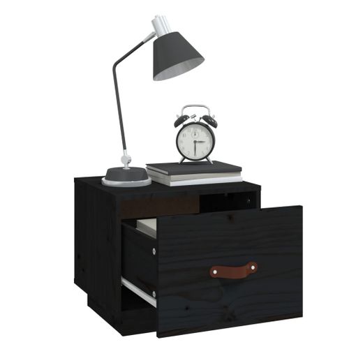 Tables De Chevet 2 Pièces Noir 40x34x35 Cm Bois De Pin Massif
