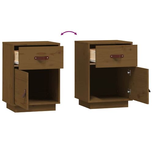 Table De Chevet Marron Miel 40x34x55 Cm Bois De Pin Solide