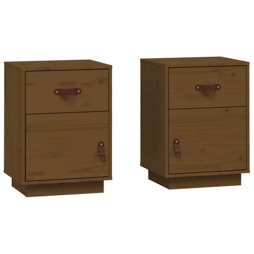 Tables De Chevet 2pcs Marron Miel 40x34x55cm Bois De Pin Massif