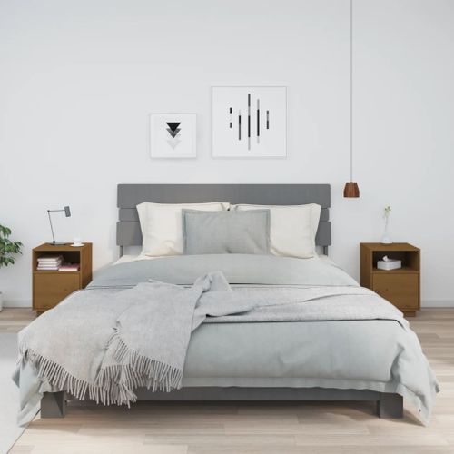 Tables De Chevet 2pcs Marron Miel 40x34x55cm Bois De Pin Massif