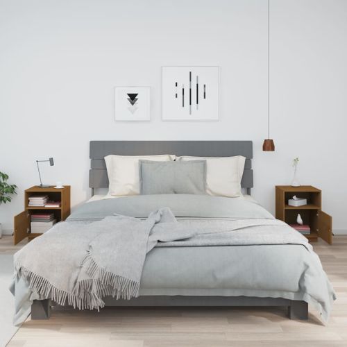 Tables De Chevet 2pcs Marron Miel 40x34x55cm Bois De Pin Massif