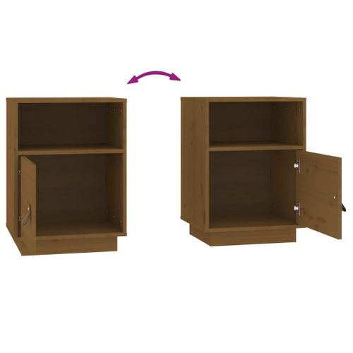 Tables De Chevet 2pcs Marron Miel 40x34x55cm Bois De Pin Massif
