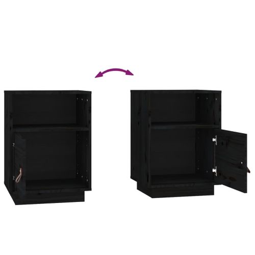 Tables De Chevet 2 Pièces Noir 40x34x55 Cm Bois De Pin Massif