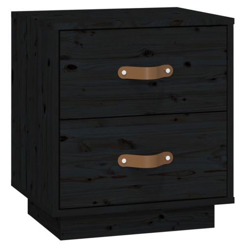 Table De Chevet Noir 40x34x45 Cm Bois De Pin Massif