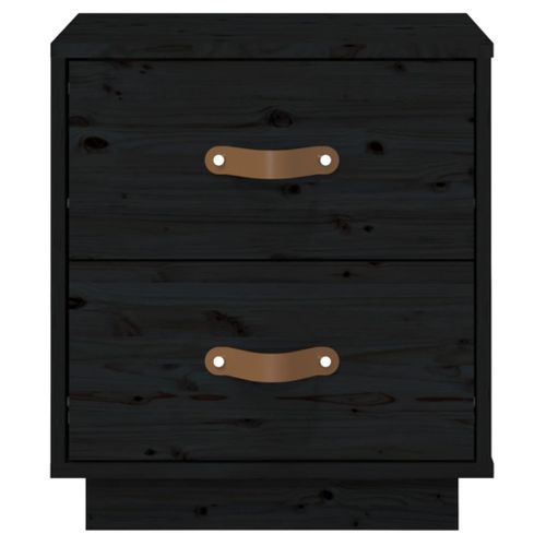 Table De Chevet Noir 40x34x45 Cm Bois De Pin Massif