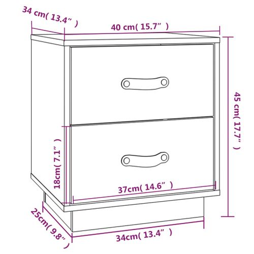 Table De Chevet Noir 40x34x45 Cm Bois De Pin Massif