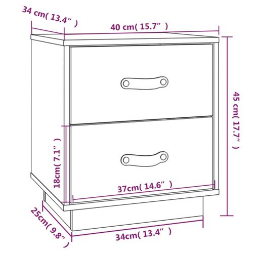   Tables De Chevet 2 Pièces Noir 40x34x45 Cm Bois De Pin Massif