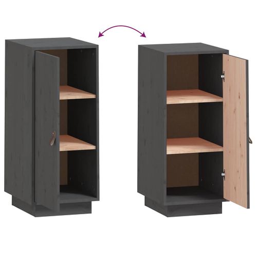 Buffet Gris 34x40x75 Cm Bois Massif De Pin