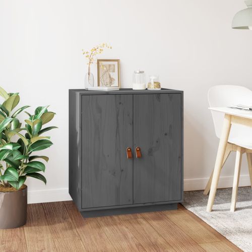 Buffet Gris 65,5x40x75 Cm Bois Massif De Pin
