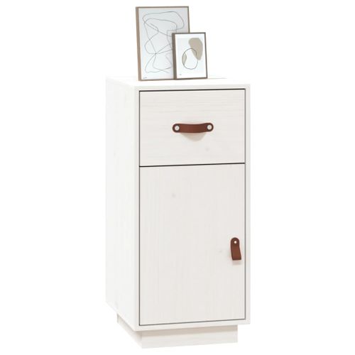 Buffet Blanc 34x40x75 Cm Bois Massif De Pin