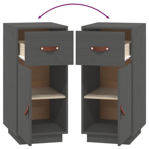 Buffet Gris 34x40x75 Cm Bois Massif De Pin