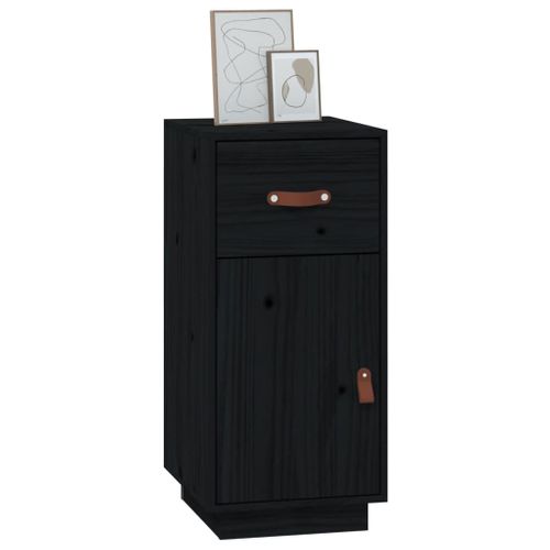 Buffet Noir 34x40x75 Cm Bois Massif De Pin