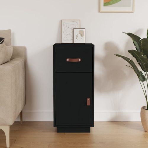 Buffet Noir 34x40x75 Cm Bois Massif De Pin