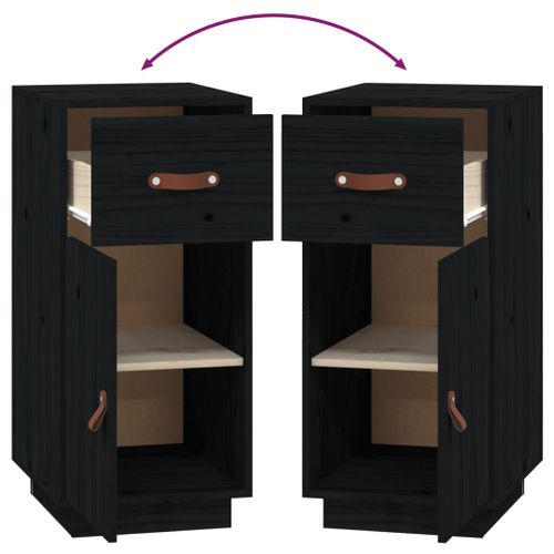 Buffet Noir 34x40x75 Cm Bois Massif De Pin