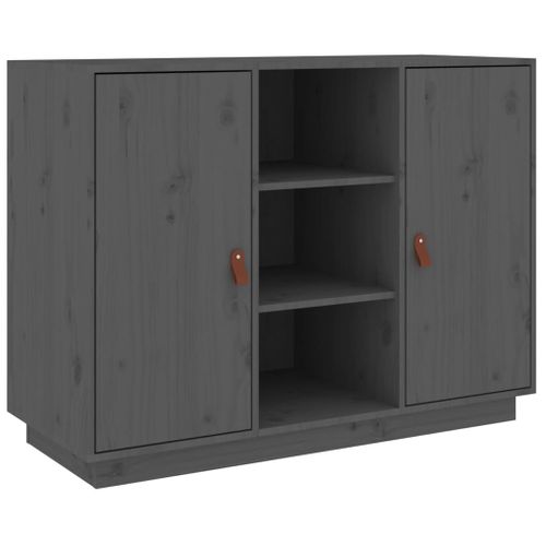 Buffet Gris 100x40x75 Cm Bois Massif De Pin